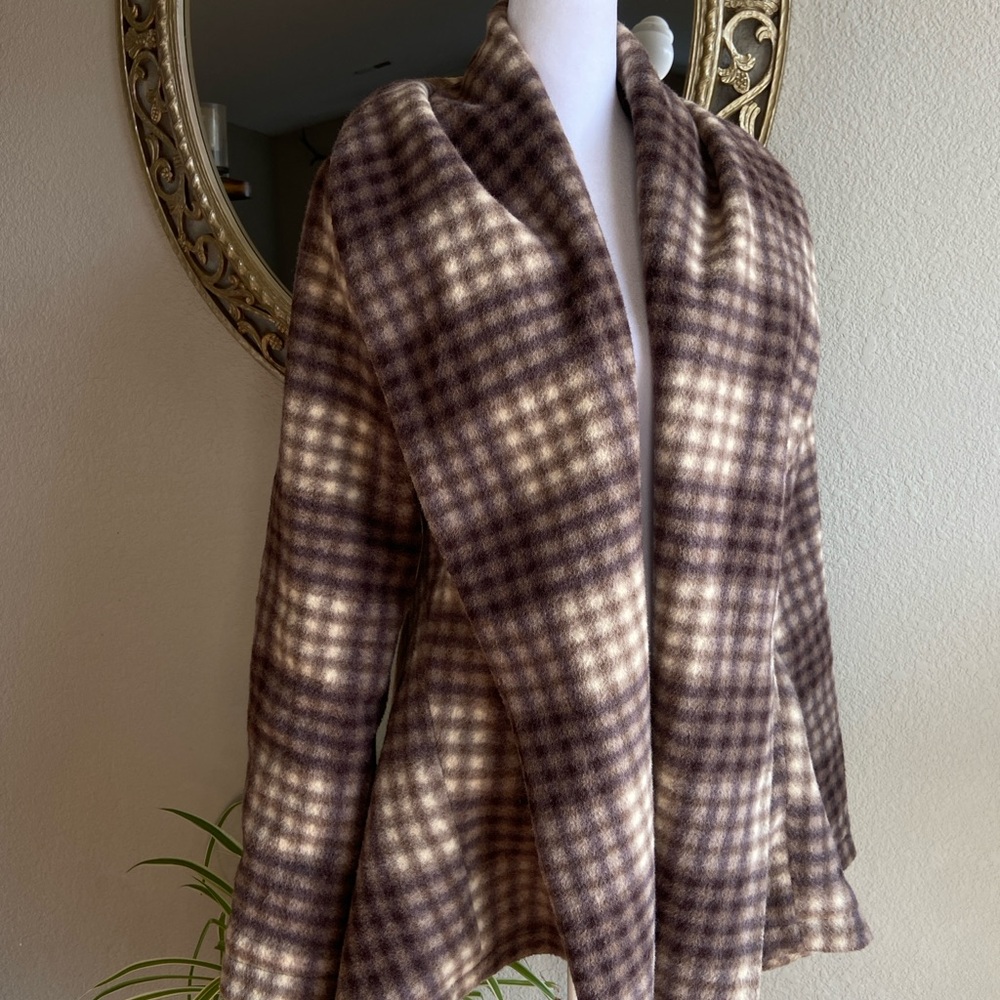 Maurices Checkered Wool Blend Shawl in Brown and Cream